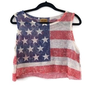 Wrangler Distressed USA/American Flag Crop Top